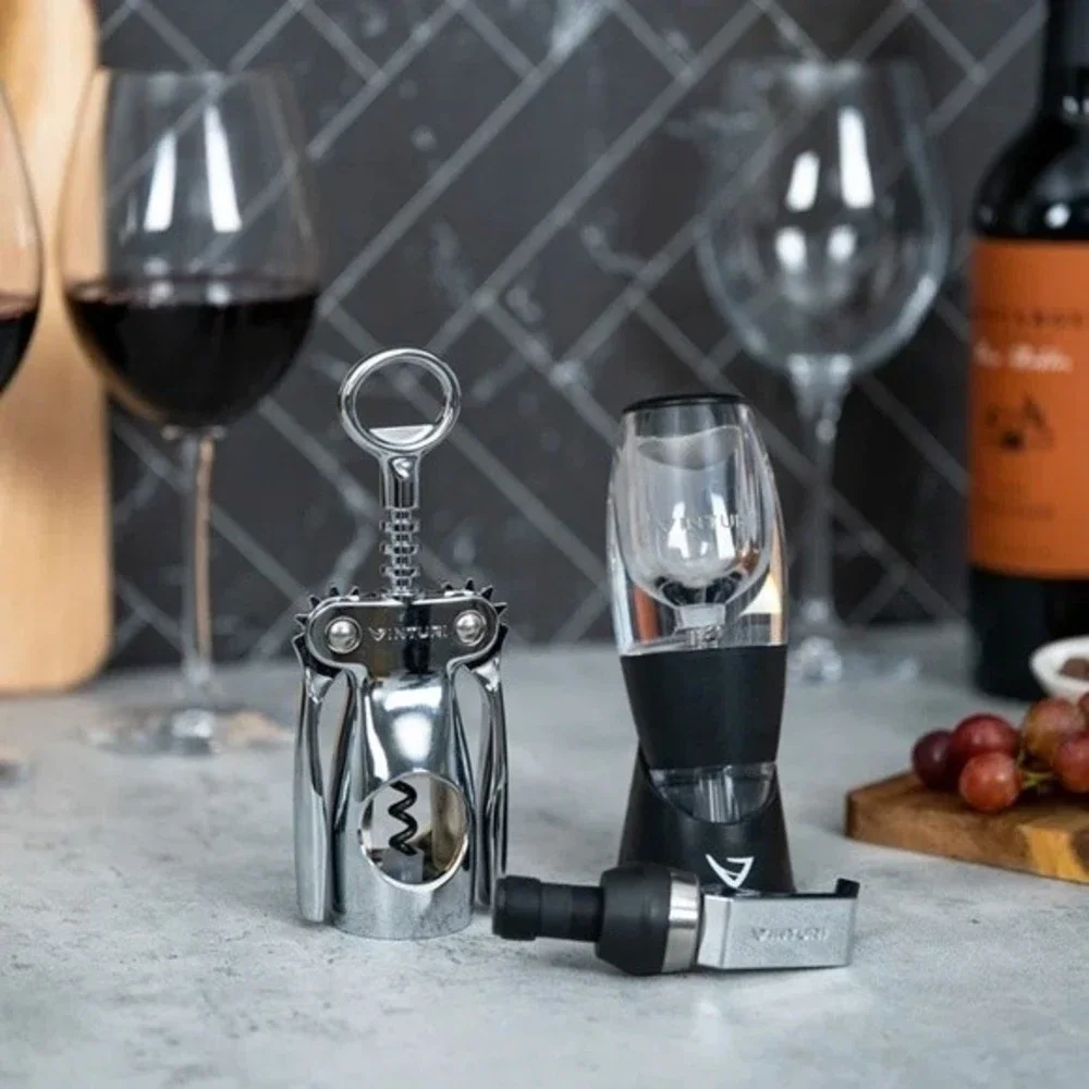 Vinturi Wine Tool Set Bundle Wine Aerator, Winged Wine Opener and Wine Stopper.